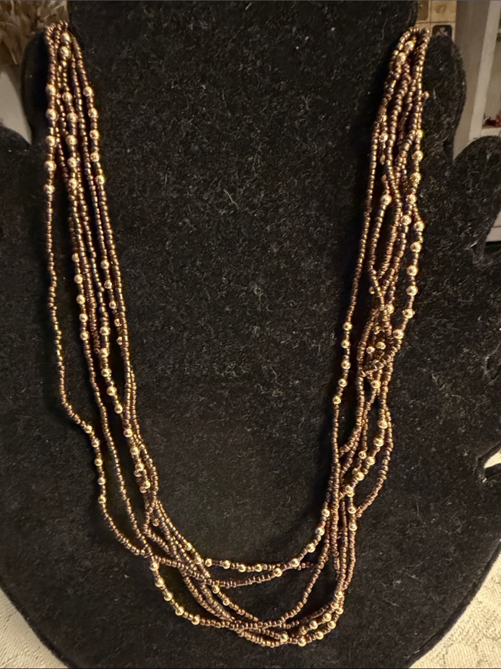 🐻🐻🐻3 for 12$🐻🐻🐻Multistrand Brown and Gold Seed Bead Necklace